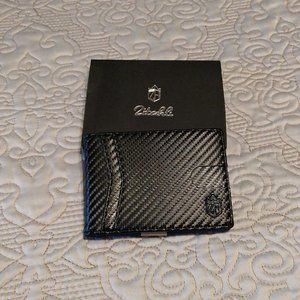 Zitahli Mens Black/Blue Leather RFID Slim Card Holder